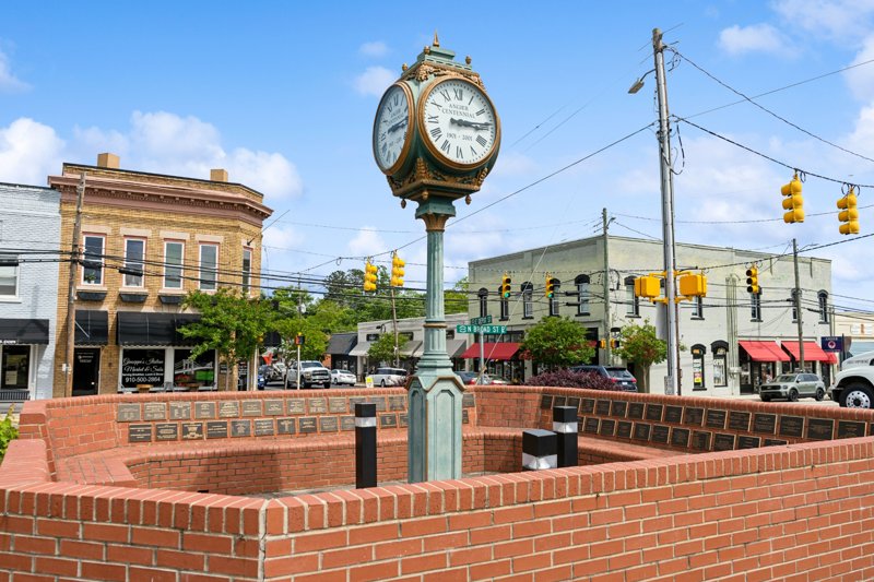 Angier Centennial Clock in downtown Angier, North Carolina.