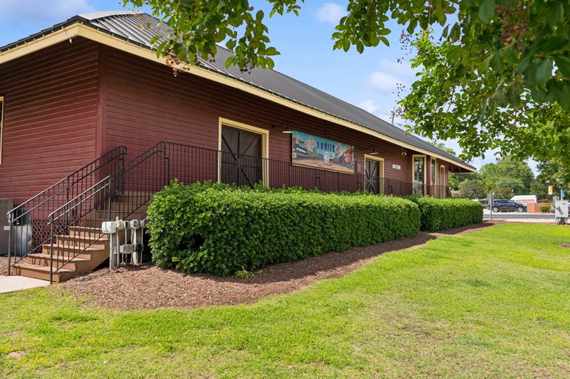 Historic Angier town center building and grounds in Angier, North Carolina.