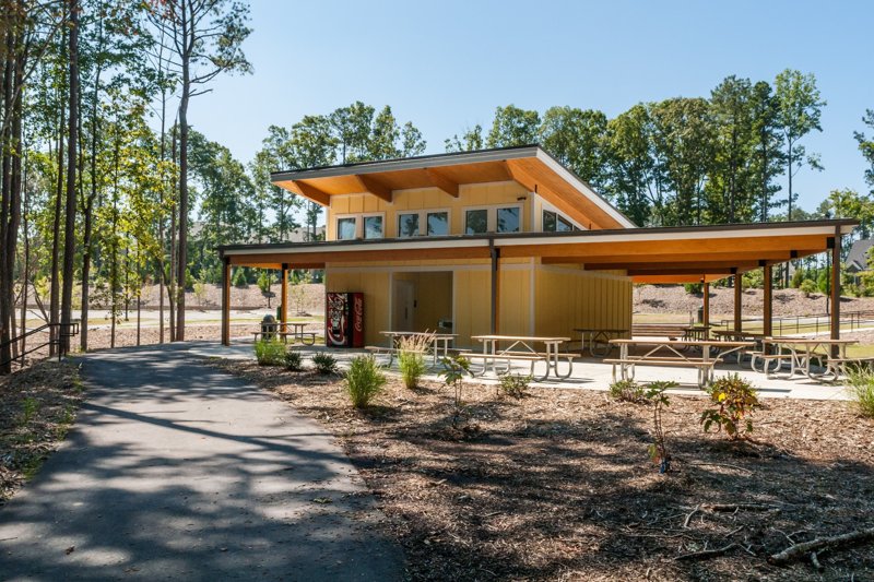 Apex Nature Park pavilion and picnic area in North Carolina.
