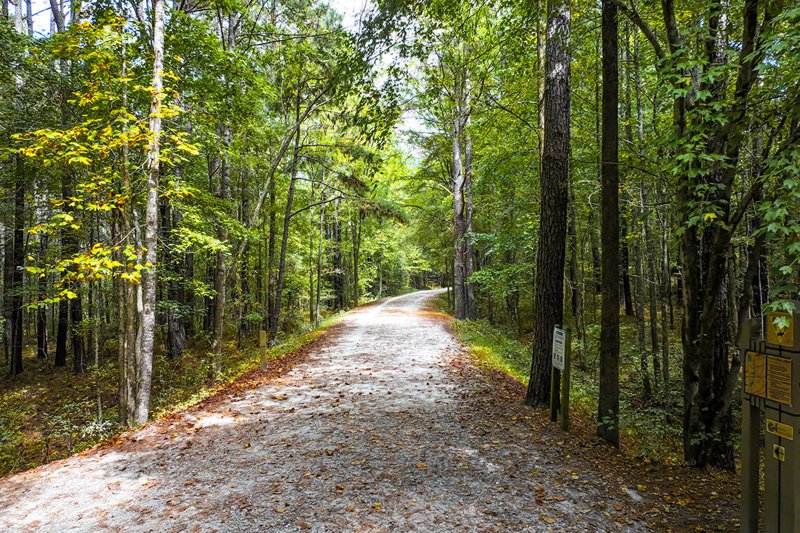 American Tobacco Trail greenway path in Apex, North Carolina.