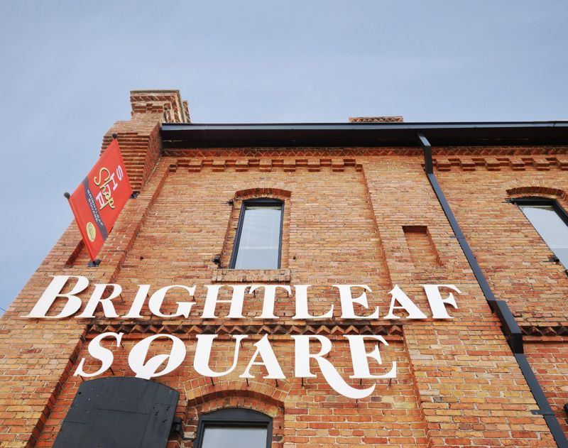 Brightleaf Square historic brick buildings and shops in downtown Durham NC
