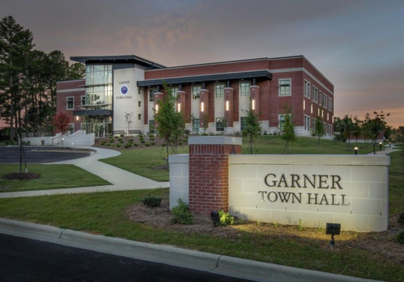 Garner Town Hall building and grounds in Garner NC